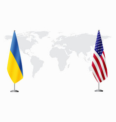 Ukraine And Usa Flags For Official Meeting