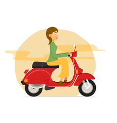 Young Women Riding Scooter Motorcycle