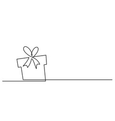 Continuous Line Drawing Of Gift Box Minimal Style