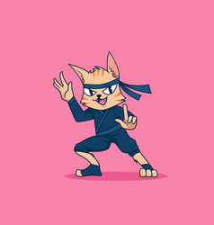 Ninja Cat Cartoon Character Karate Cat Cartoon