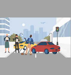 Traffic Accident Scene With Cars Cartoon