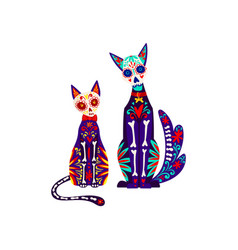 Two Colorful Day Of The Dead Sugar Skull Cats