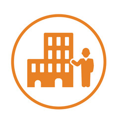 Building Manager Office Icon Orange Color Eps