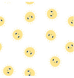 Seamless Pattern With Smiling Kawaii Sun