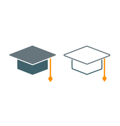 Square Academic Cap Icon Set Or Graduation Symbol