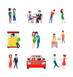 Wife Husband Responsibilities Icon Set