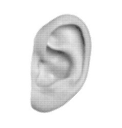 Womans Ear 90s Style Halftone Shape For Trendy