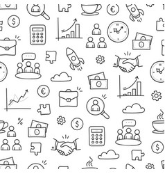 Business Job Icon Doodle Seamless Pattern