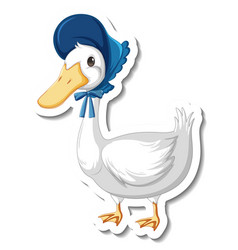 Sticker Template With A Duck Wearing Maid Costume