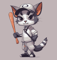 Cute Cat With Baseball Bat Cartoon