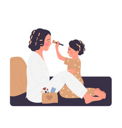 Mother And Daughter Doing Makeup