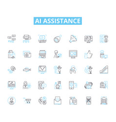 Ai Assistance Linear Icons Set Intelligent