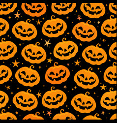 Seamless Pattern Of Orange Smiling Halloween