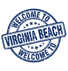 Welcome To Virginia Beach Blue Round Vintage Stamp