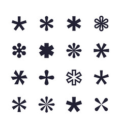 Asterisks Icons Geometric Shapes On White