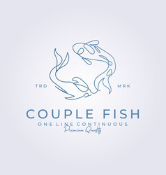 Continuous Line Couple Fish Logo Icon