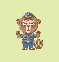 Cute Monkey Police Officer Uniform Cartoon Animal