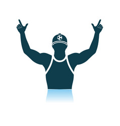 Football Fan With Hands Up Icon