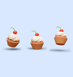 Cupcake With Whipped Cream And Cherry Portion