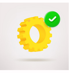 Gear Icon With Checkmark 3d Icon