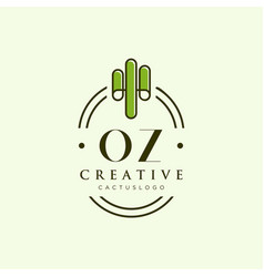 Oz Initial Letter Green Cactus Logo