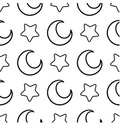 Star And Moon Outline Seamless Pattern