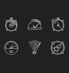 5g Fast Speed Connection Chalk White Icons Set