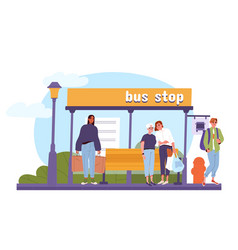 Bus Stop With People Concept