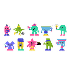 Cute Mascot Geometric Design Characters