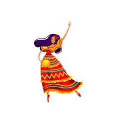 Latina Dancer In Colorful Traditional Dress