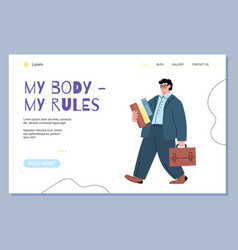 My Body Rules Website Layout With Plump Man