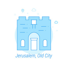 Old City Jerusalem Flat Icon Light Blue