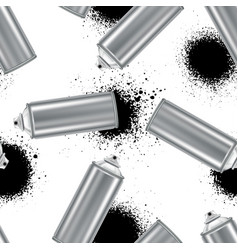 Seamless Pattern Of Steel Spray Cans And Black