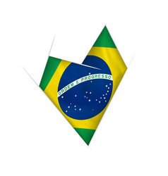 Sketched Crooked Heart With Brazil Flag