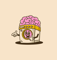 Washing Machine With Big Brain Mascot Character