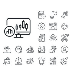 Candlestick Chart Line Icon Analytics Graph Sign