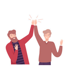 Excited Men Giving High Five To Each Other