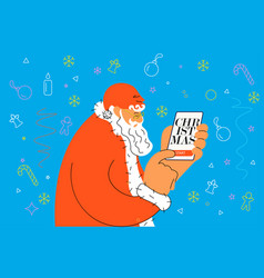 Santa Claus Starting Christmas Time On Smartphone