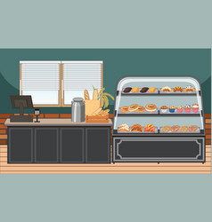 Bakery Shop Interior With Bakery Showcase