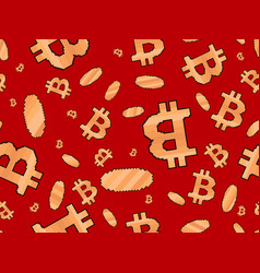 Bitcoin Icon With Golden Coins In Pixel Style