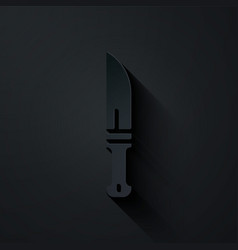 Paper Cut Hunter Knife Icon Isolated On Black