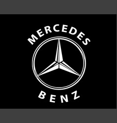 Mercedes Benz Logo Brand Symbol With Name White