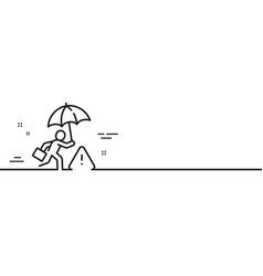 Risk Management Line Icon Insurance Umbrella Sign