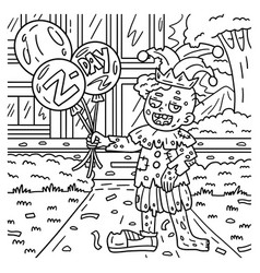 Zombie Clown With Balloons Coloring Pages For Kids