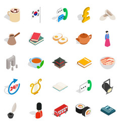 Quiet Life Icons Set Isometric Style