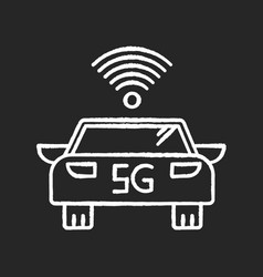 5g Smart Car Chalk White Icon On Black Background