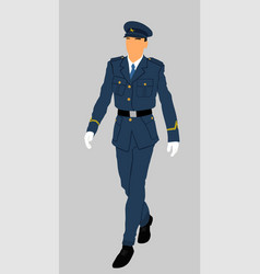 Elegant Pilot In Uniform Walking