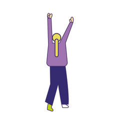 Isolated Happy Girl Cartoon With Both Hands Up