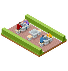 Isometric Men S Friends Playing A Chess Game