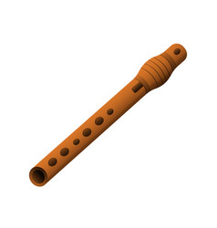 Brown Flute Woodwind Melody Instrument With Holes